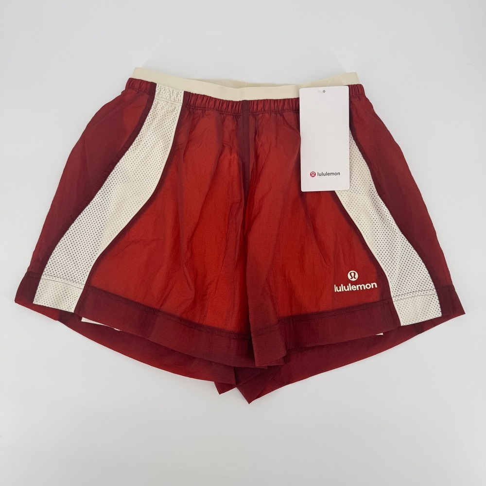 Lululemon License to Train Textured HR Short 4" Cherry Ember Light Ivory XS